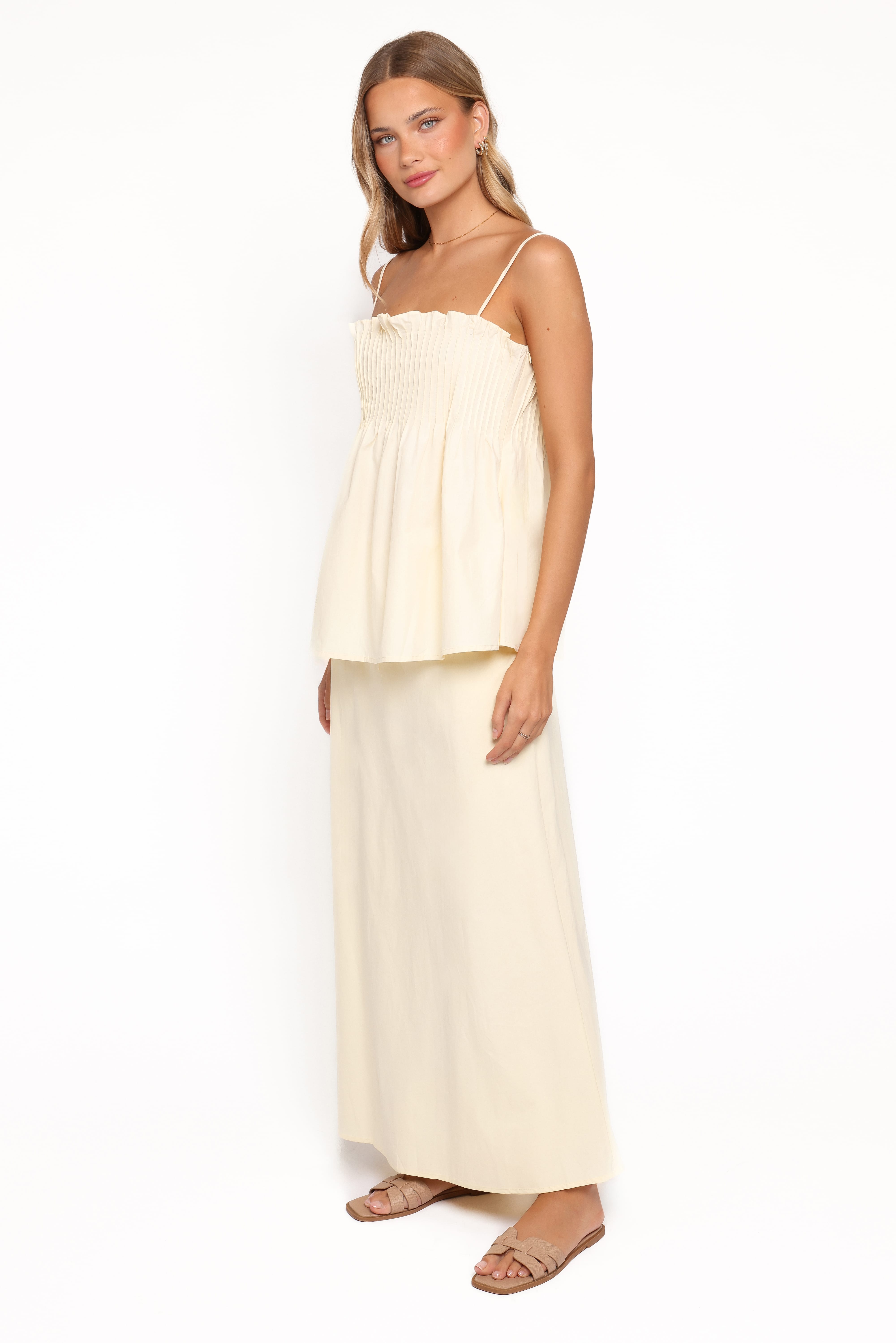 Carson Pleated Top - Butter Yellow