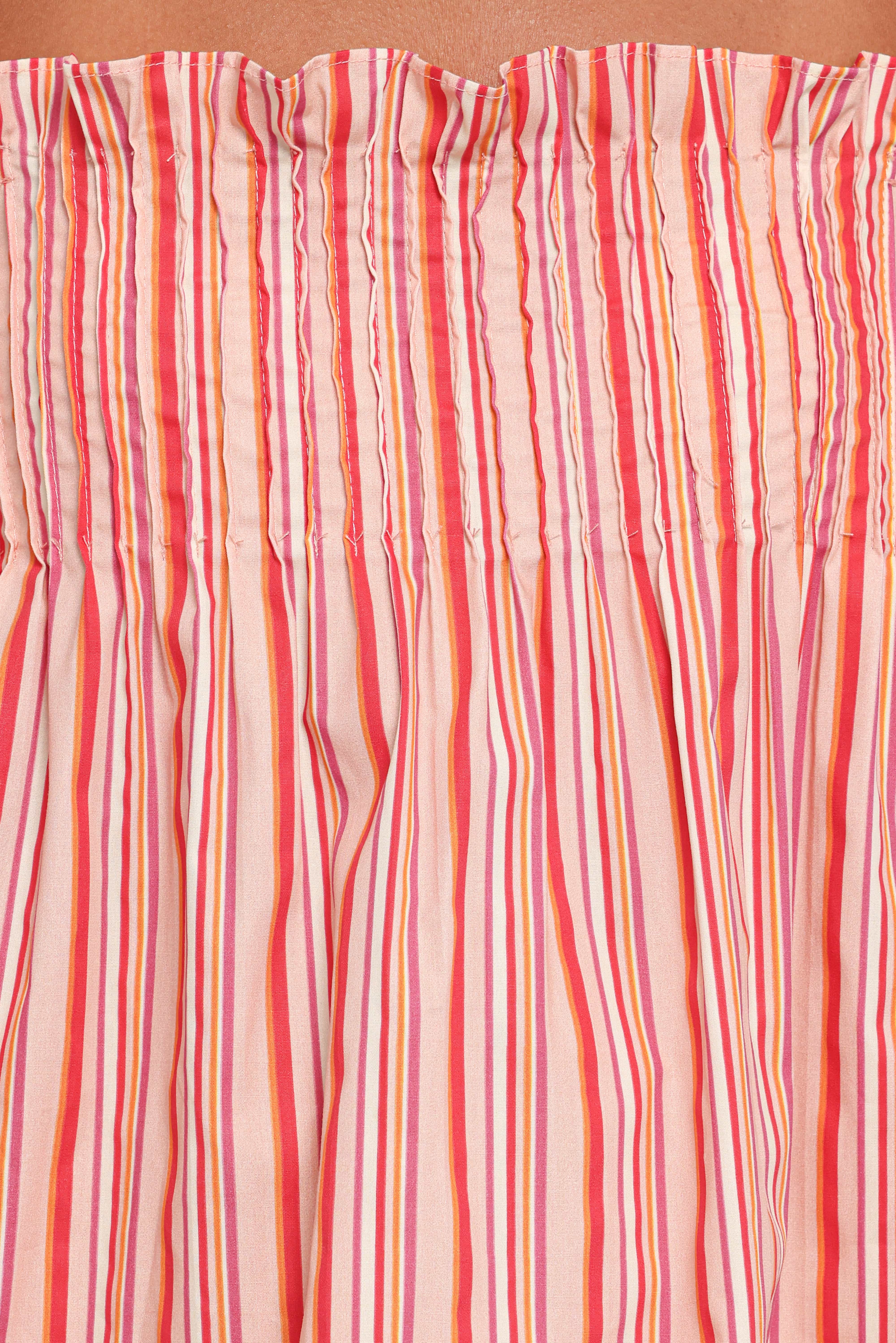 Carson Pleated Top - Peach Stripe