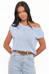Coco Knit Top - Pale Blue