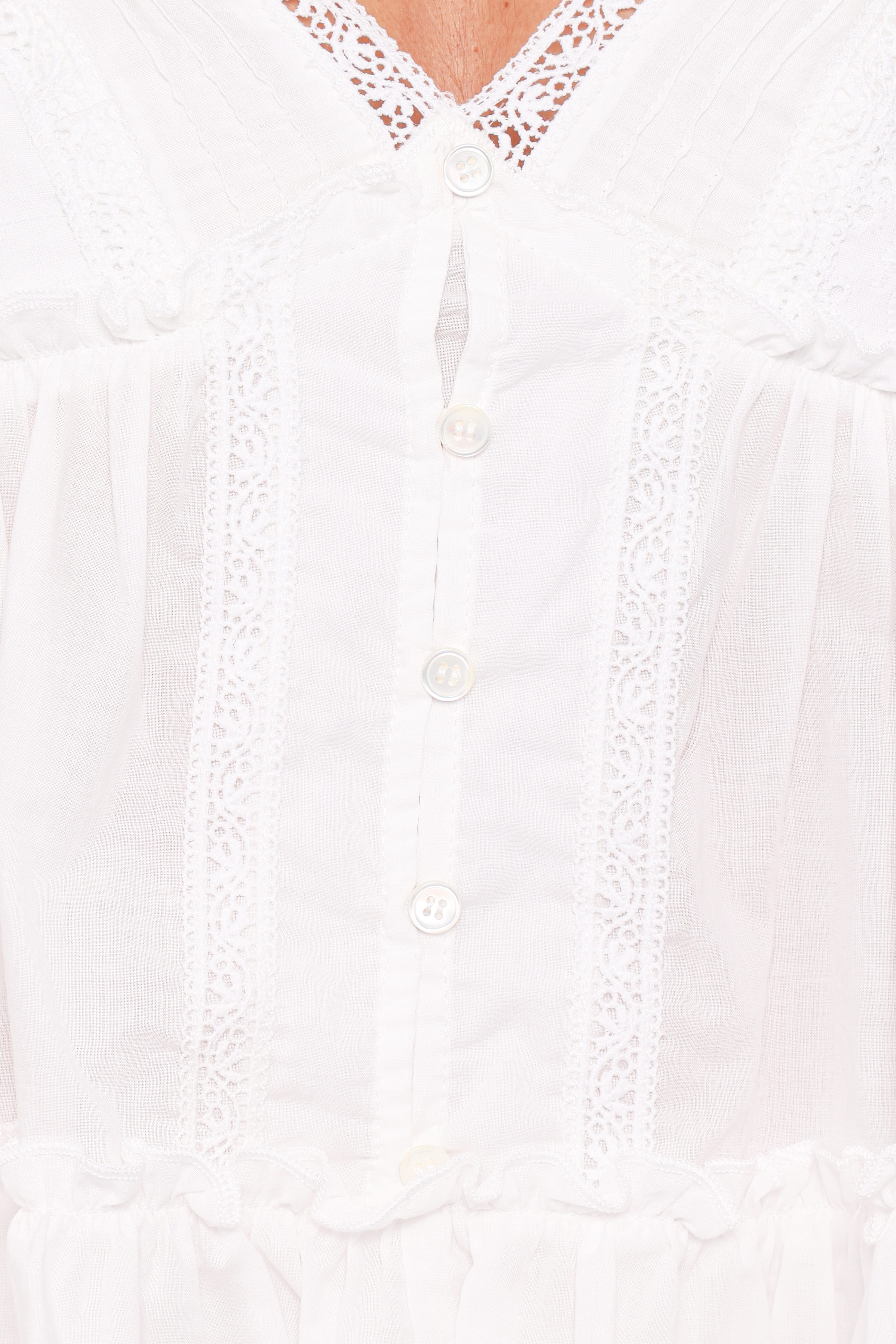 Daisy Cap Sleeve Top - White Broderie