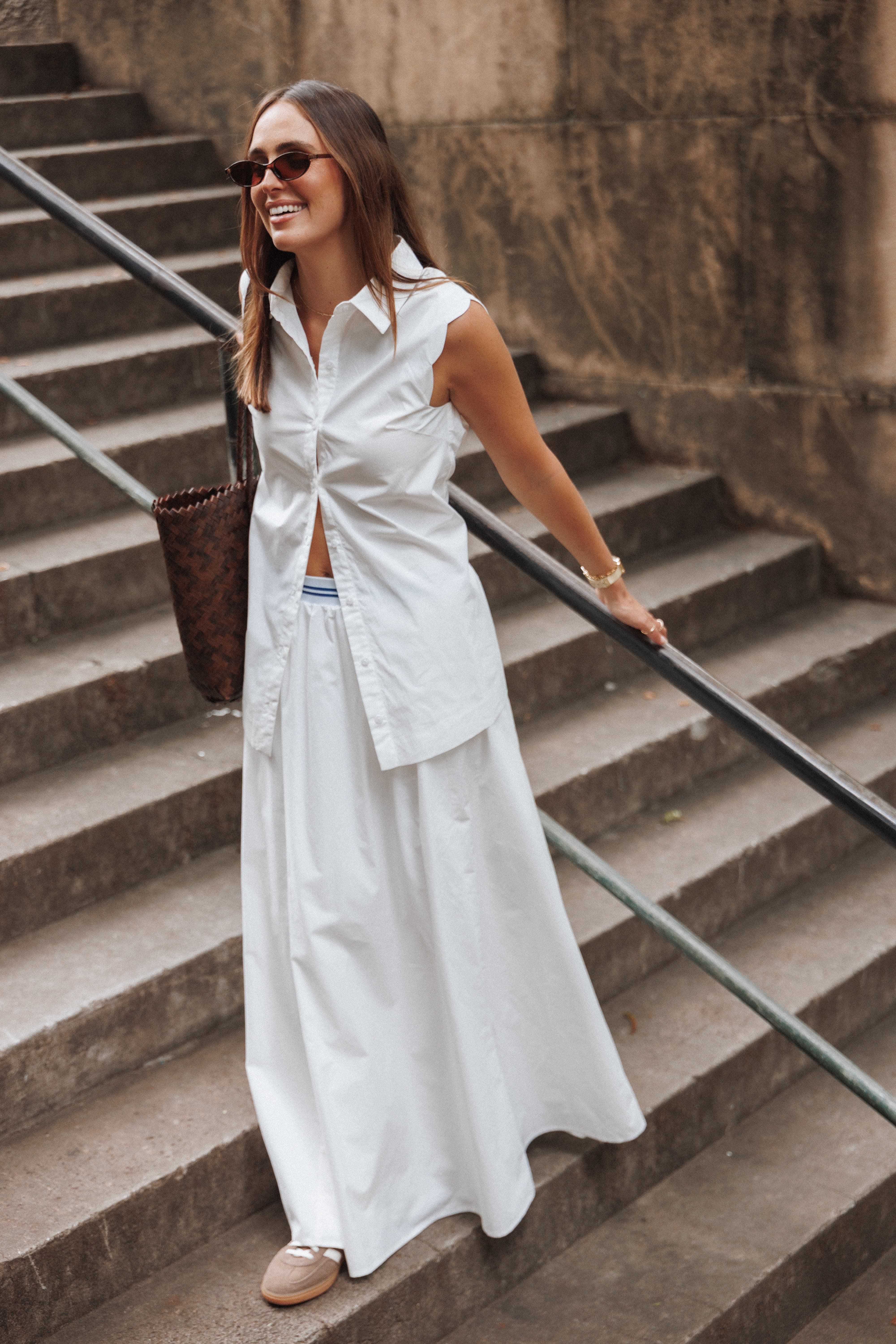 Deirdre Scallop Button Up Shirt - White