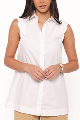 Deirdre Scallop Button Up Shirt - White