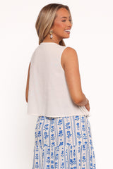 Delia Pleat Tie Top - White