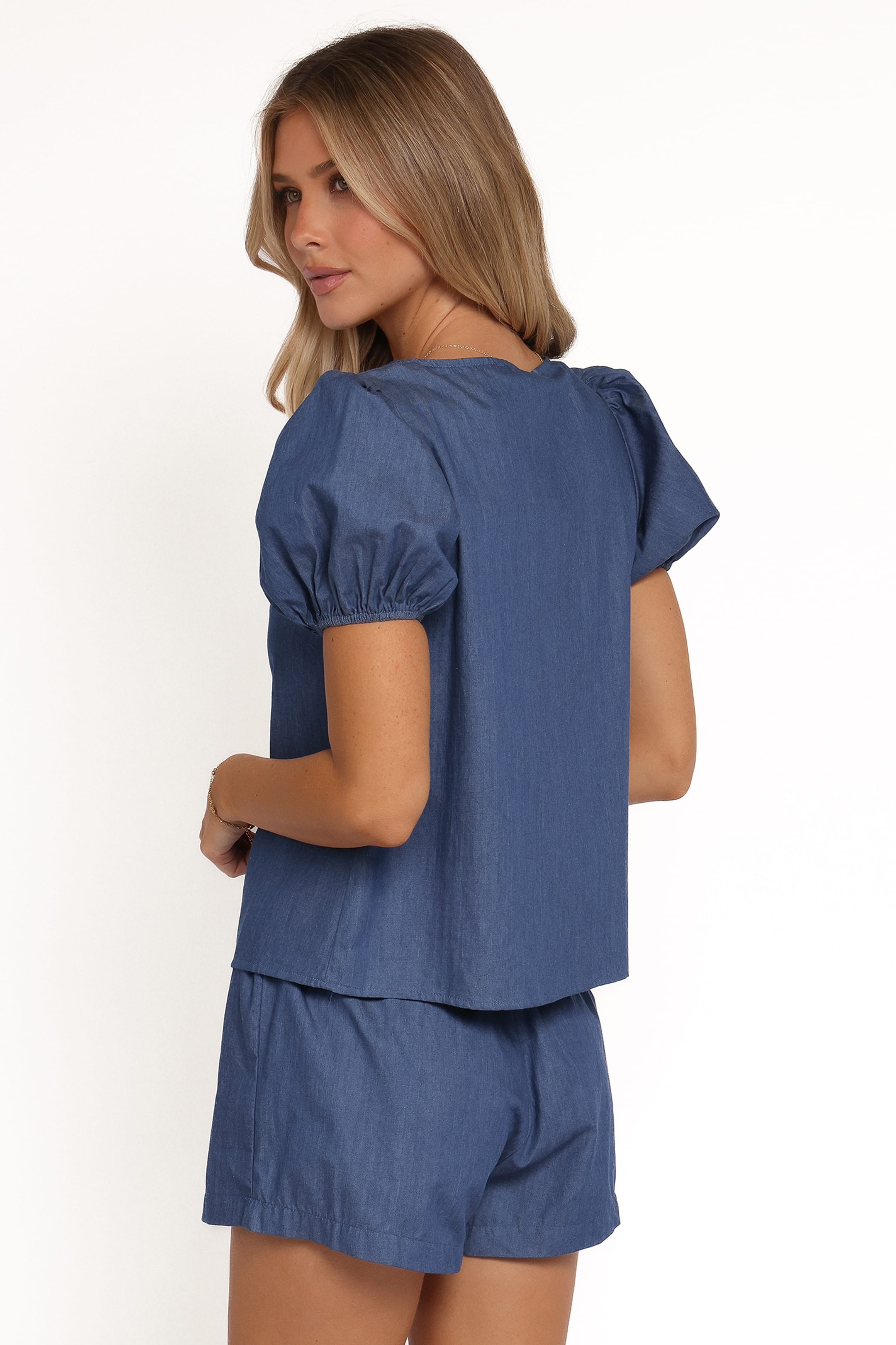 Dominic Tie Front Top - Denim