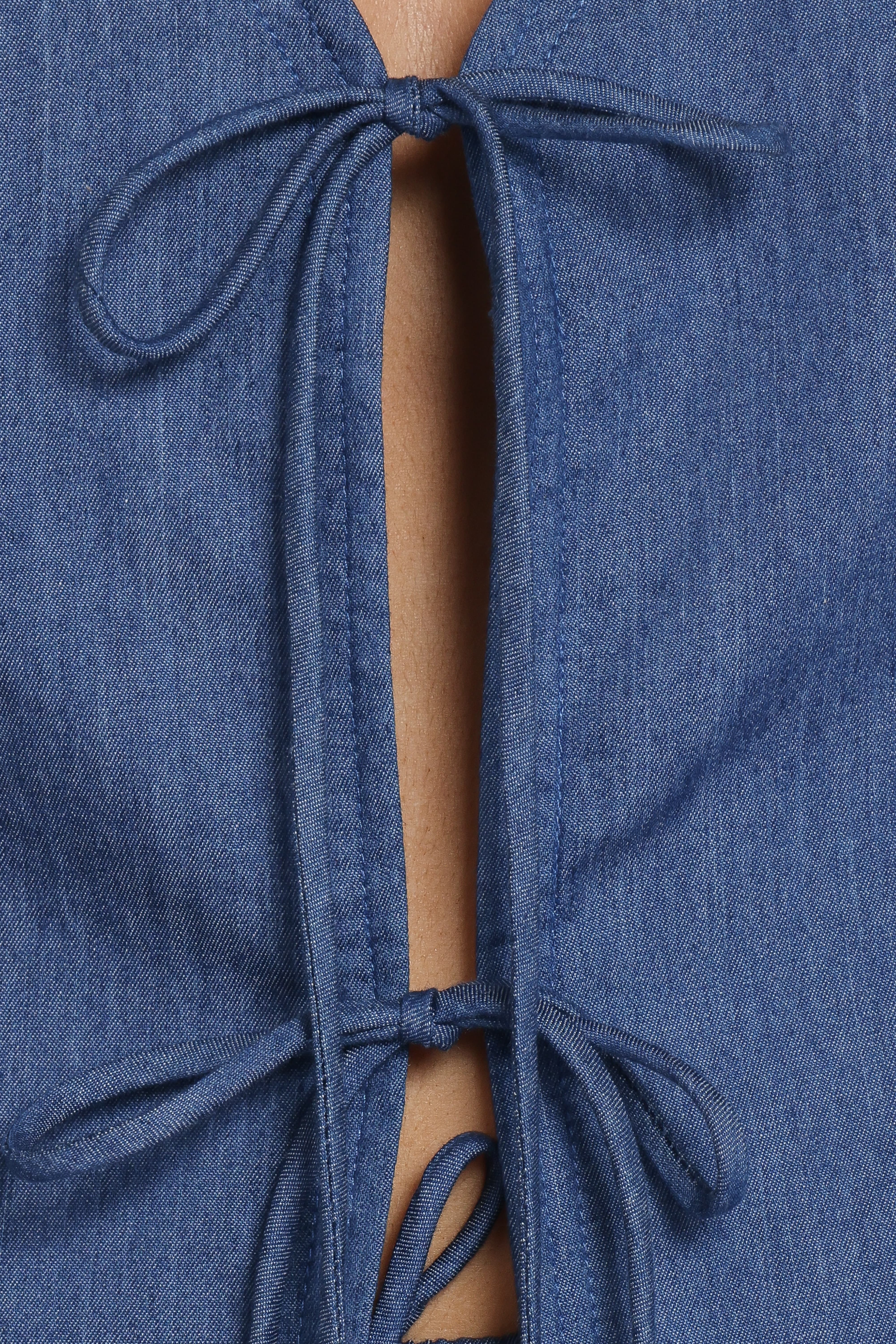 Dominic Tie Front Top - Denim