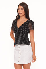 Dorado Top - Black/White Polkadot