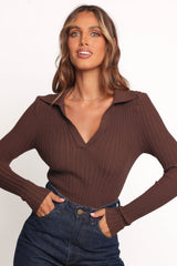 Emmerson Long Sleeve Knit Top - Chocolate