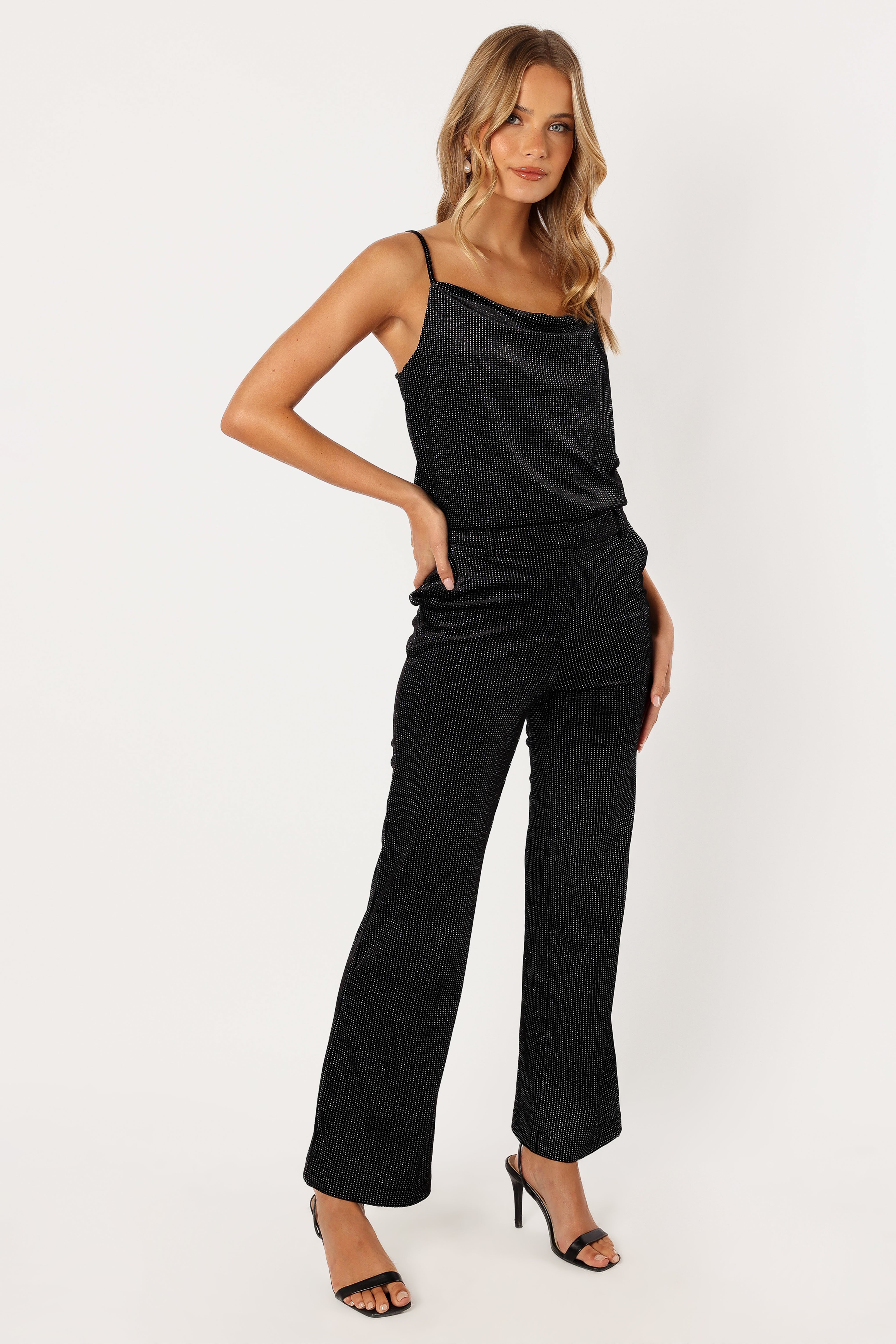 Ensley Velvet Shimmer Top - Black