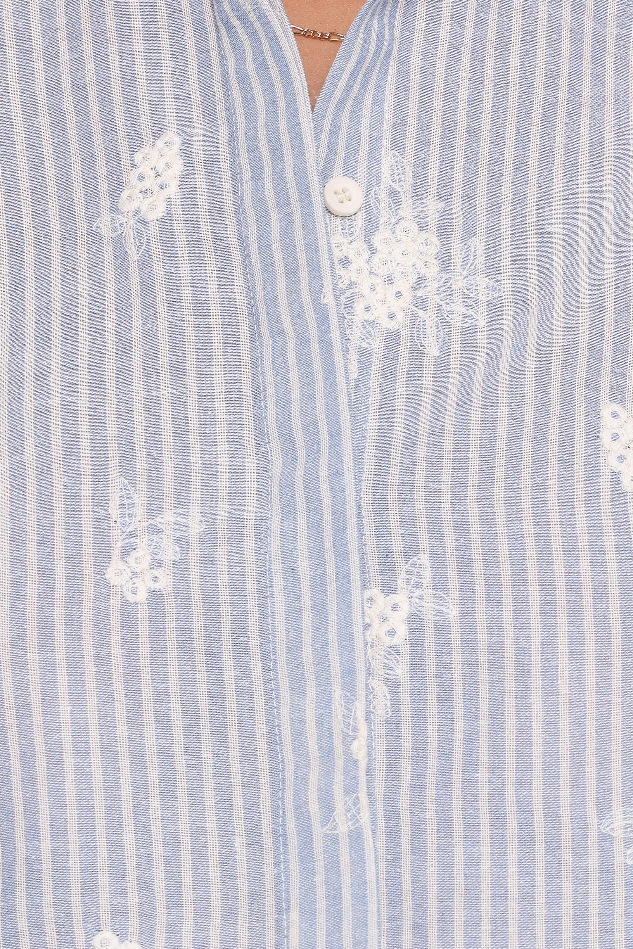 Floriana Tie Sleeve Shirt - Blue Stripe