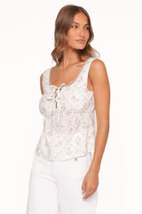 Gail Top - White Vintage Floral