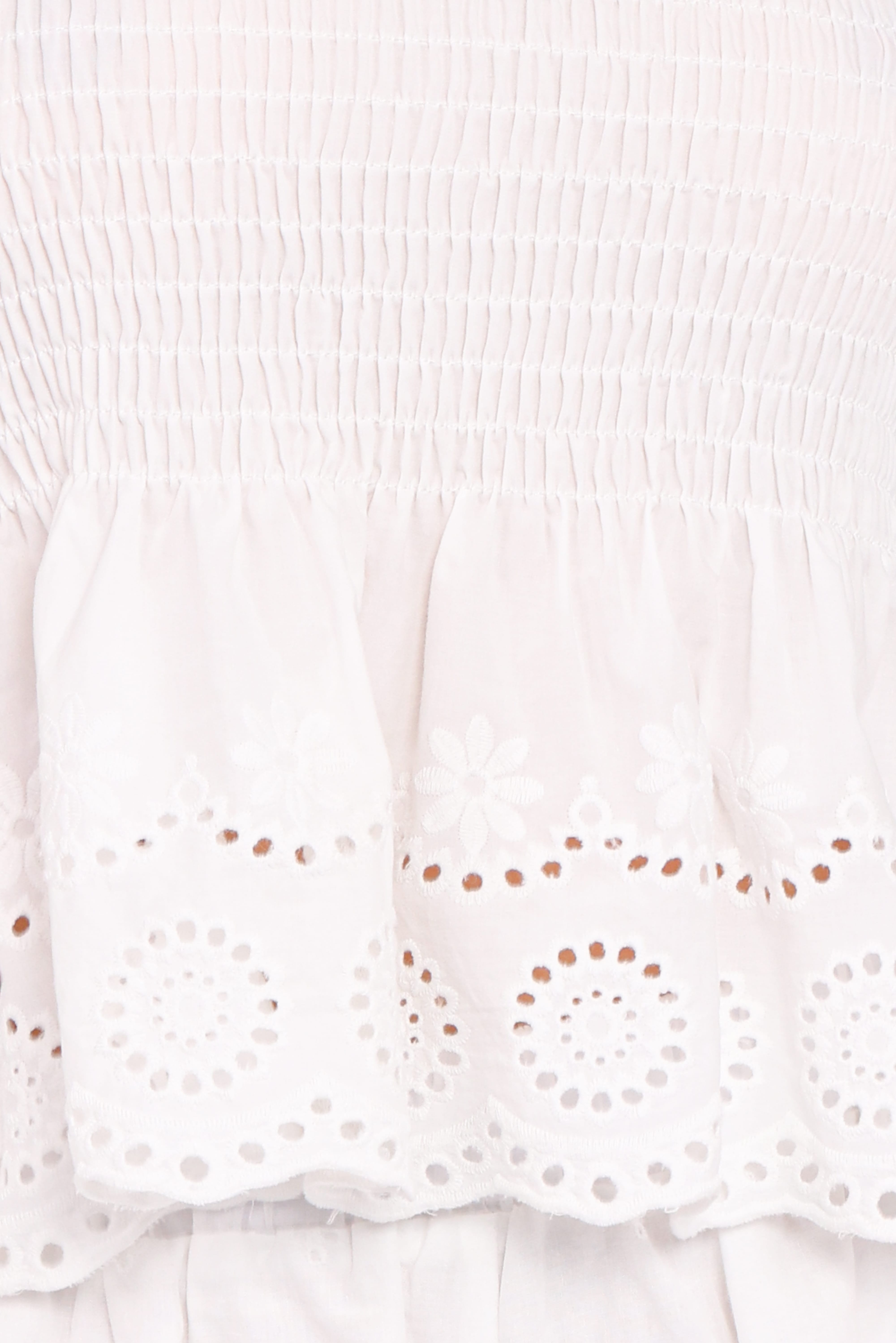 Gretal Smocked Eyelet Top - White