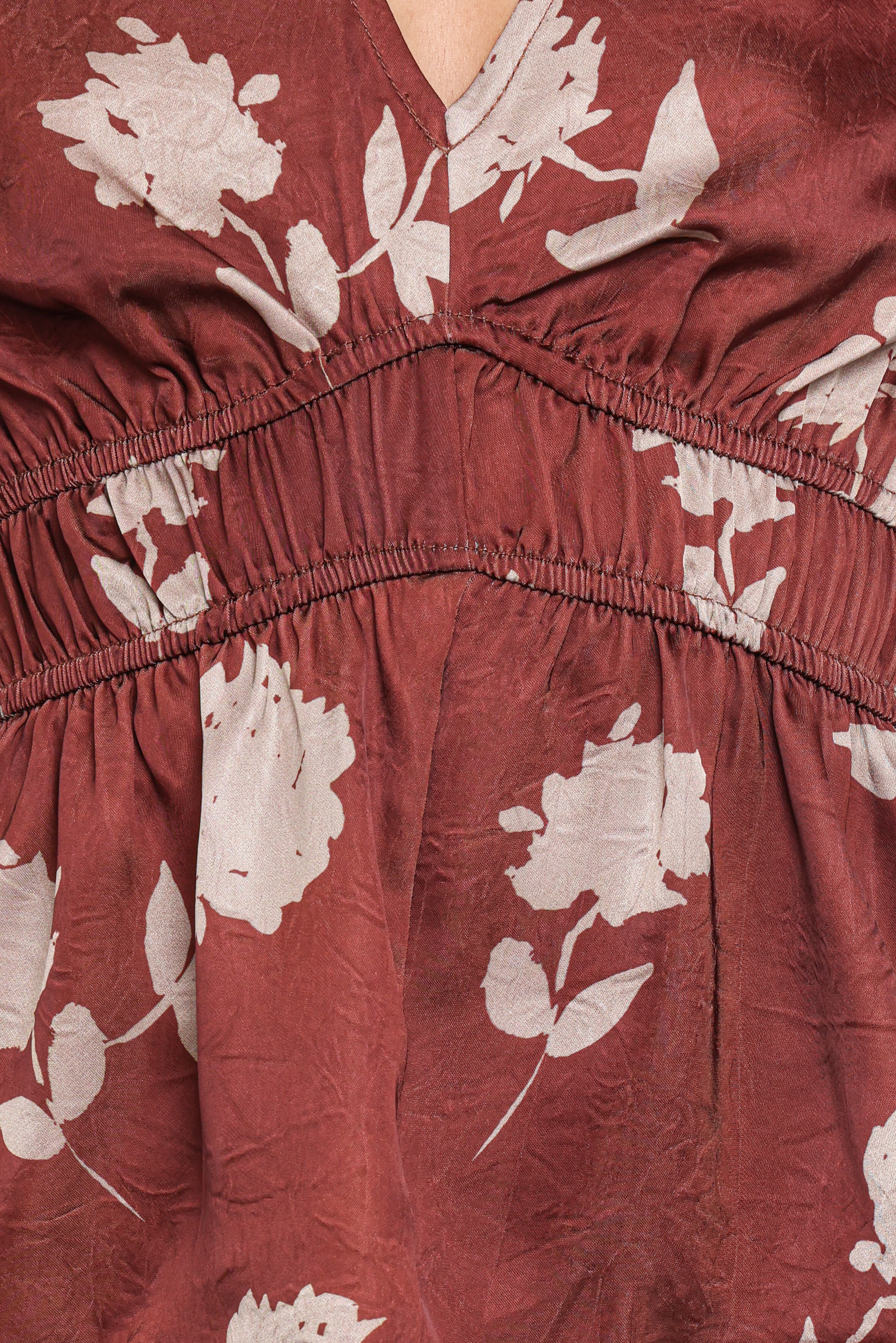 Griffin Peplum Blouse - Brown Floral