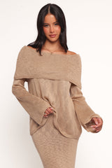 Indya Off Shoulder Top - Mocha