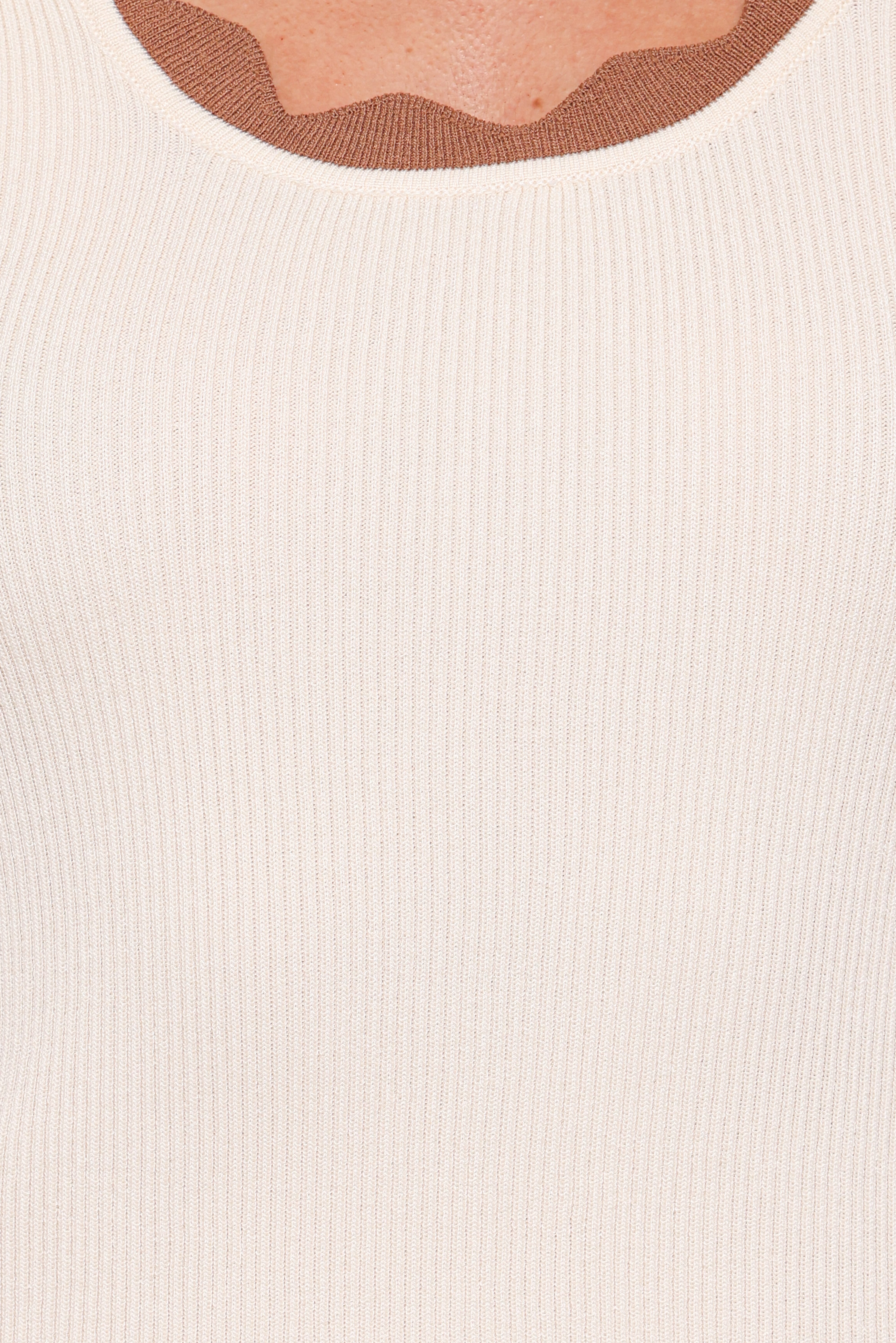 Johnson Scalloped Trim Tank - Cream Brown