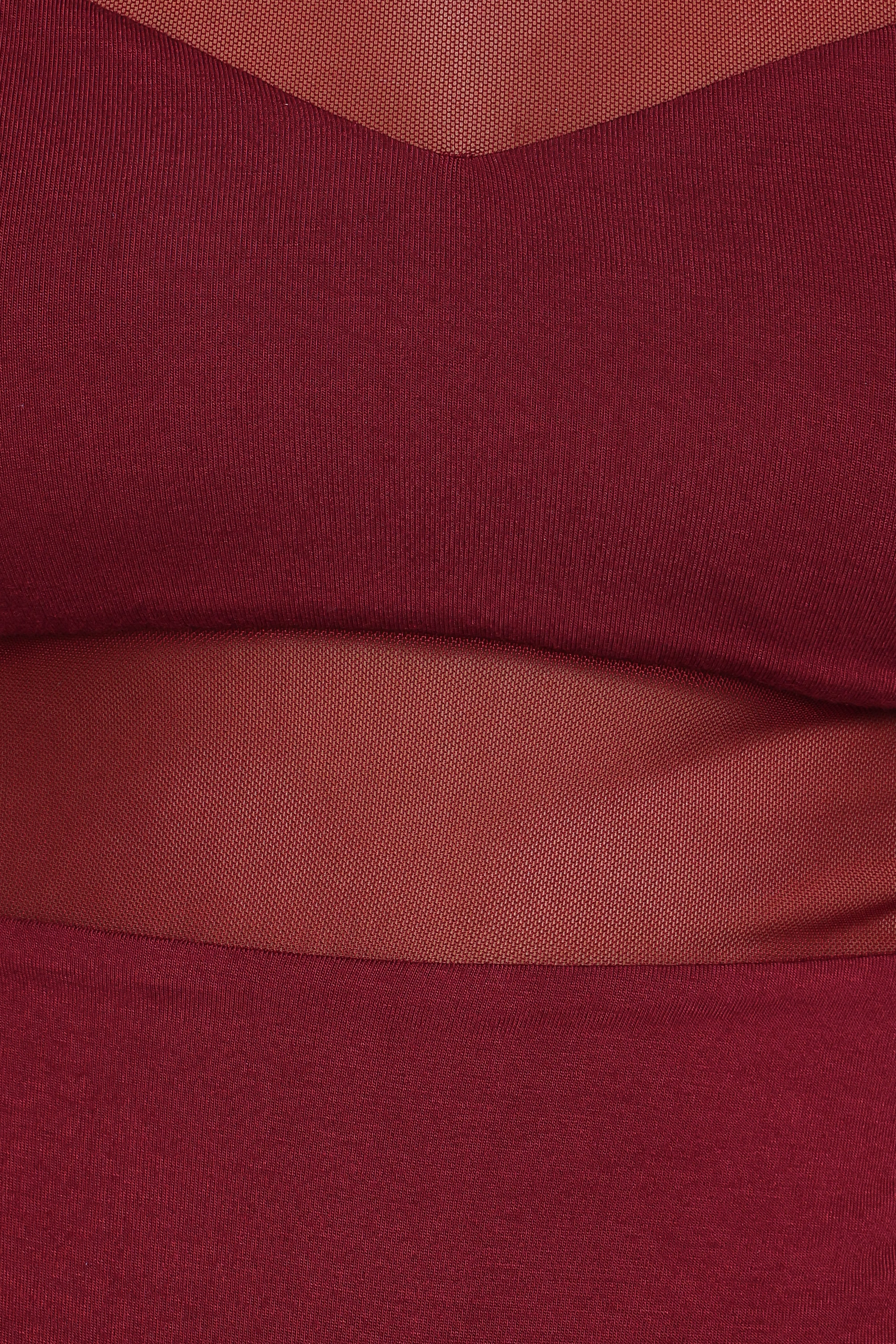 Kingsley Mesh Long Sleeve Bodysuit - Merlot