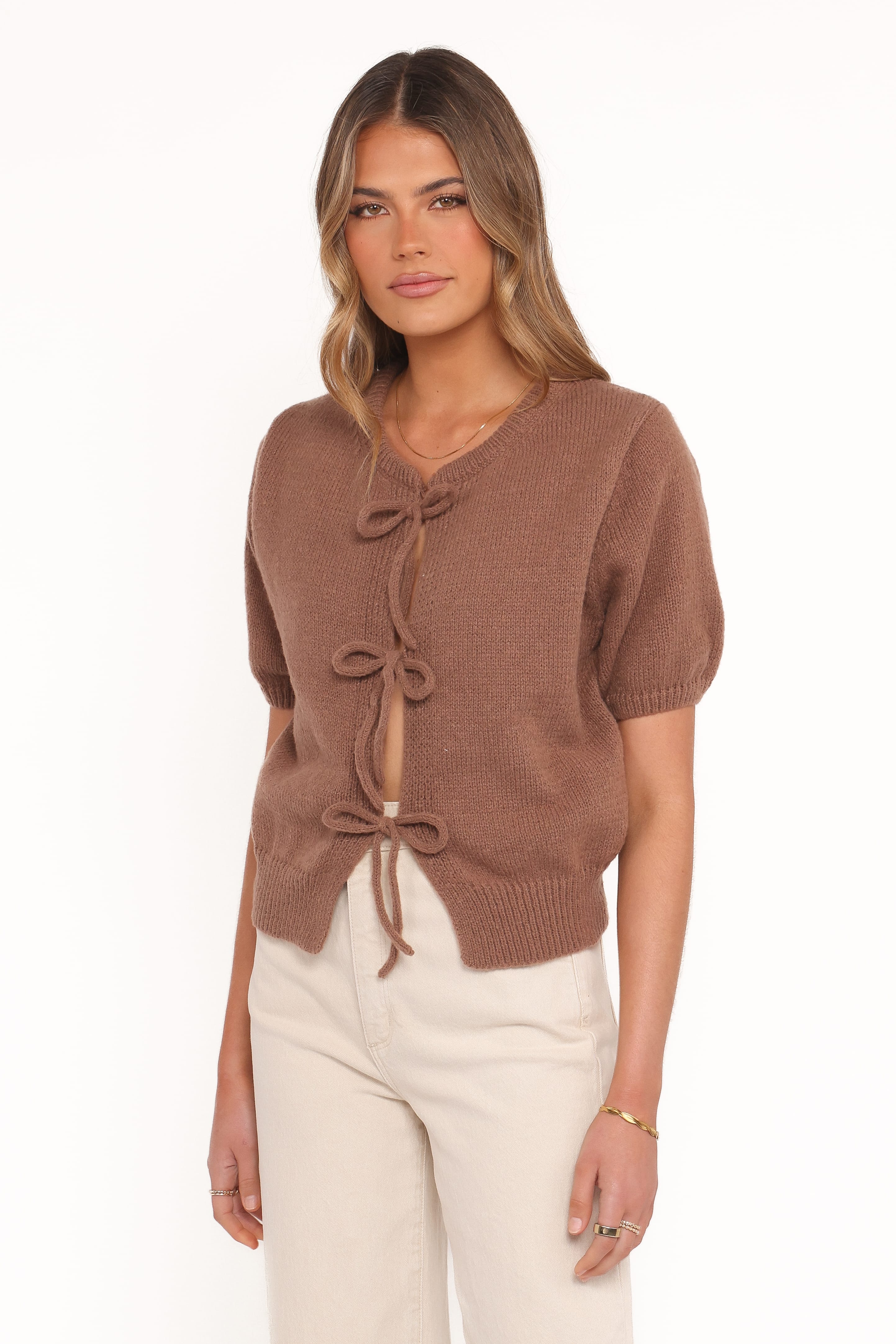 Koskie Tie Knit Top - Chocolate