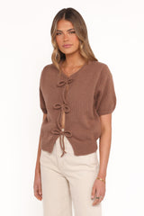 Koskie Tie Knit Top - Chocolate
