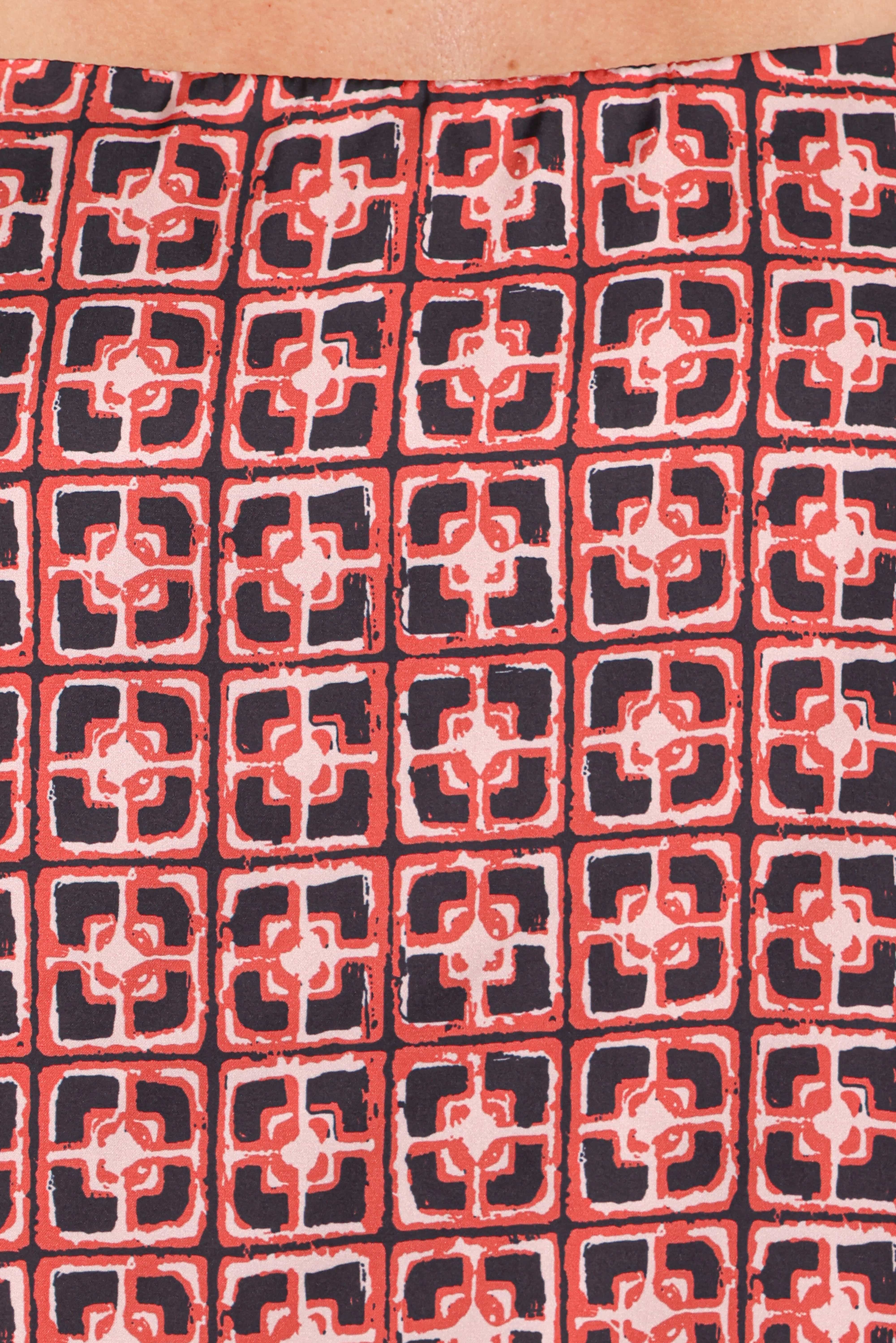 Lexi Top - Red Geometric