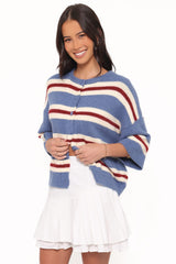 Lilith Knit Top - Blue Stripe