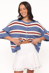 Lilith Knit Top - Blue Stripe