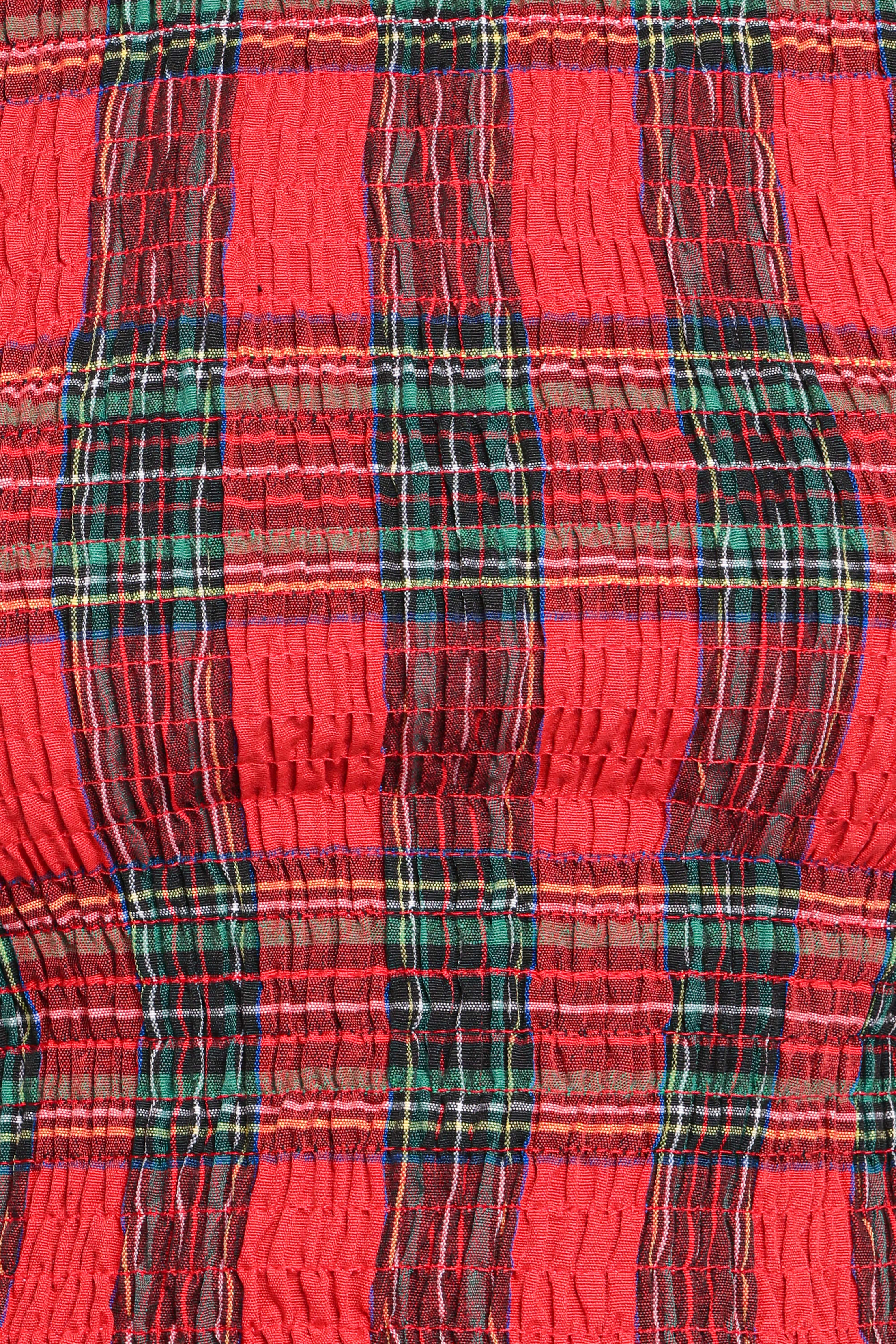 Lillee Ruched Top - Red Plaid