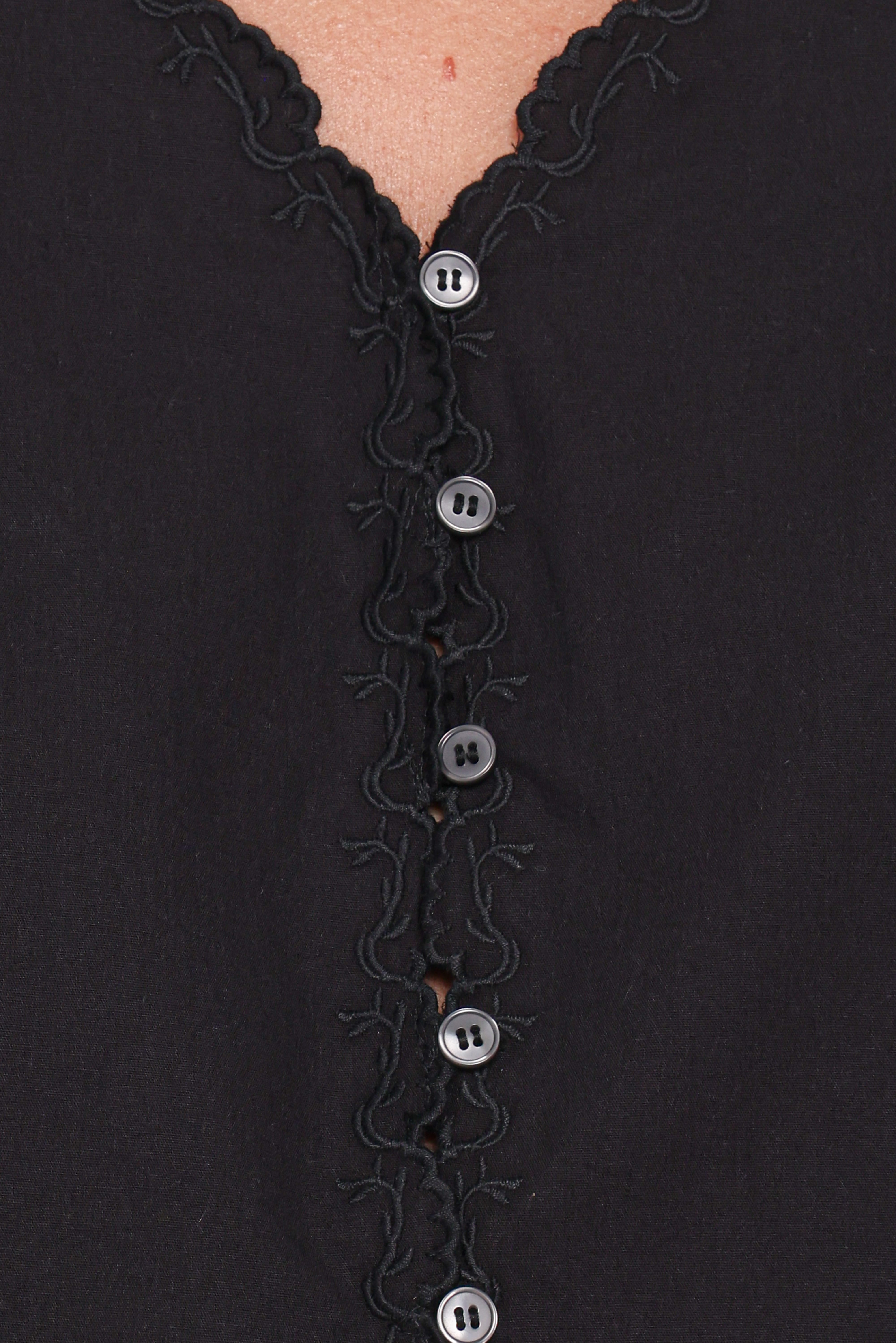Lori Lace Trim Top - Black