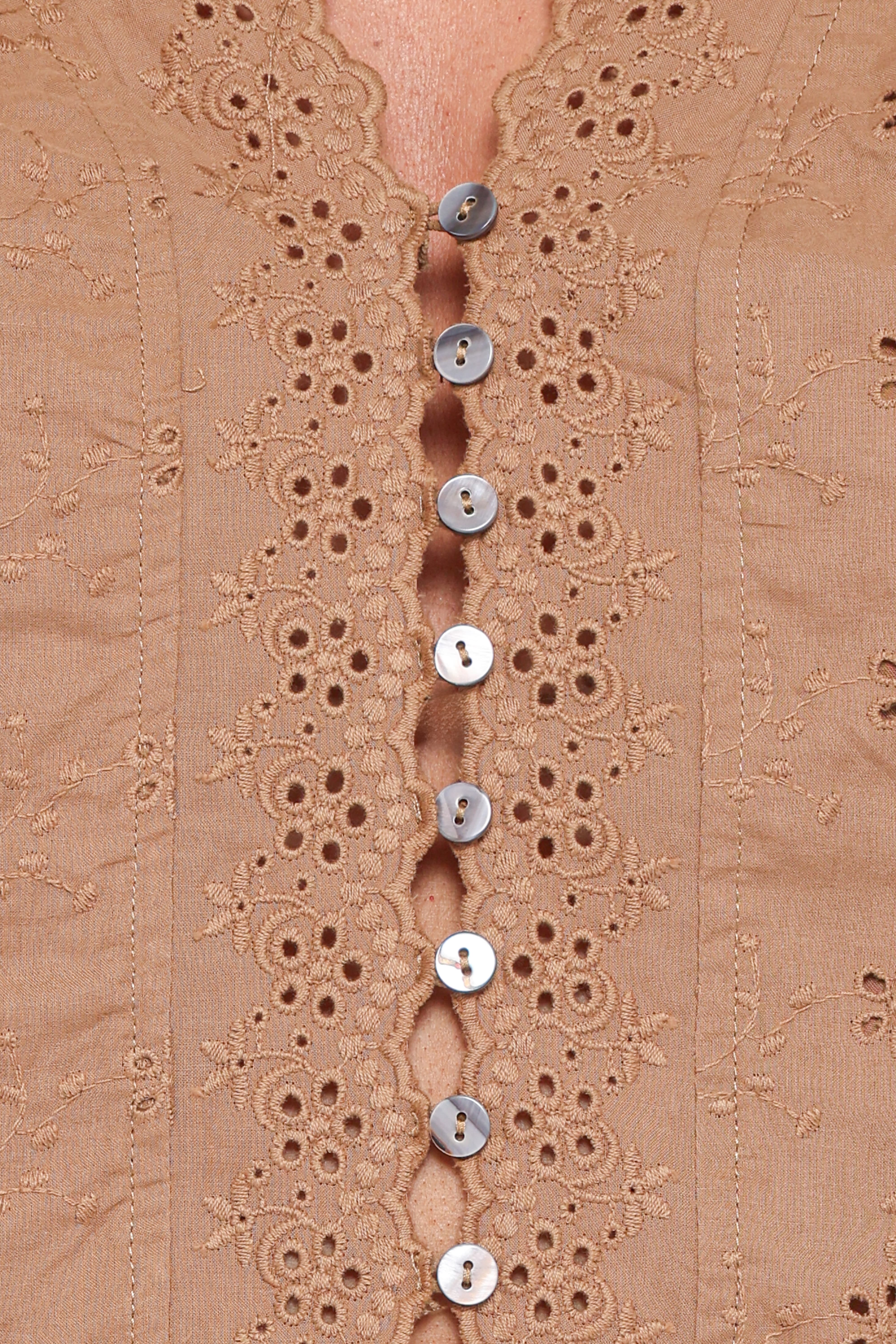 Lorraine Eyelet Top - Brown