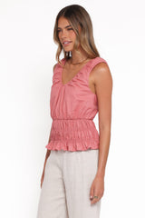 Lucilla Shirred Waist Top - Petal Pink