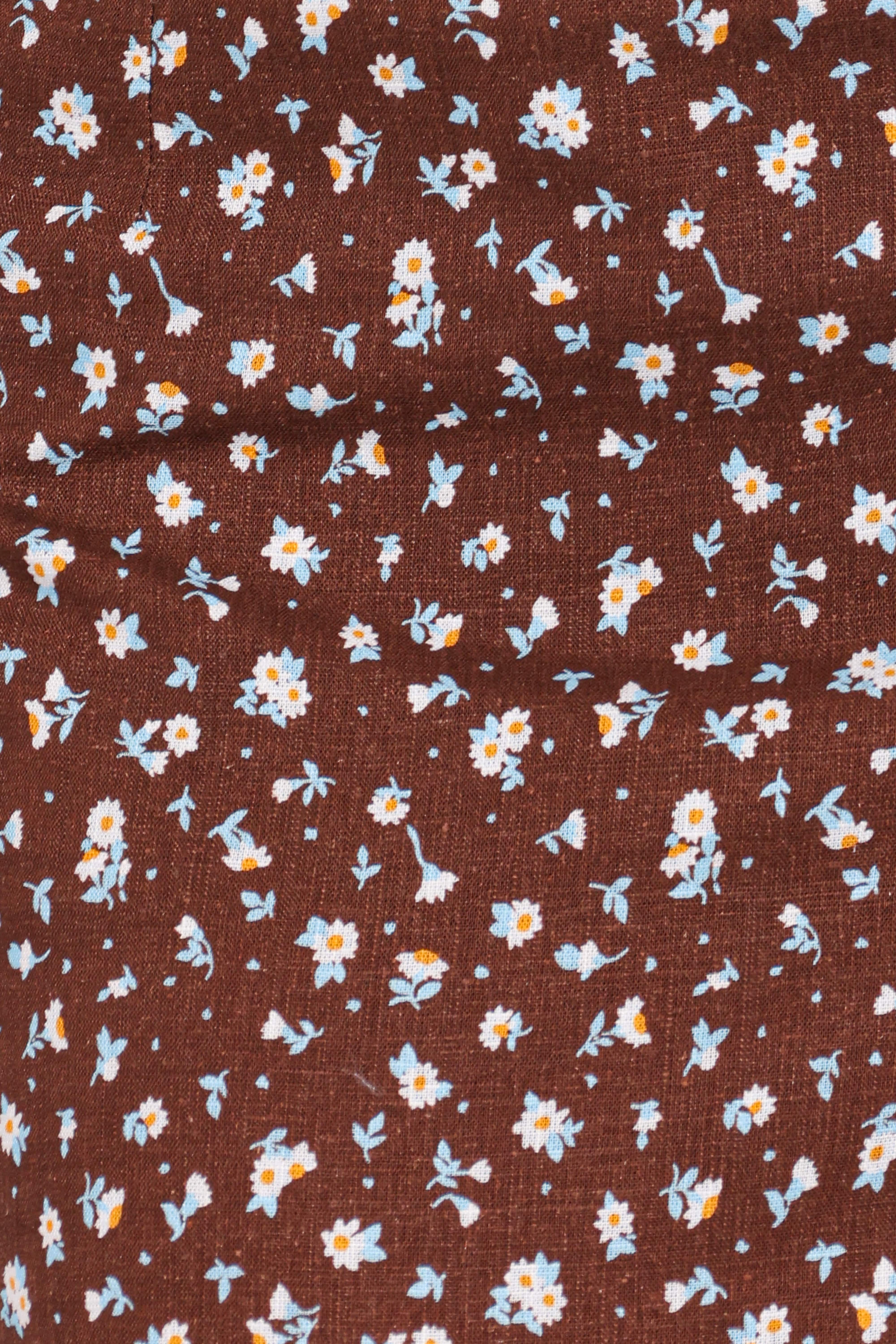 Madison Linen Cropped Tank - Brown Floral