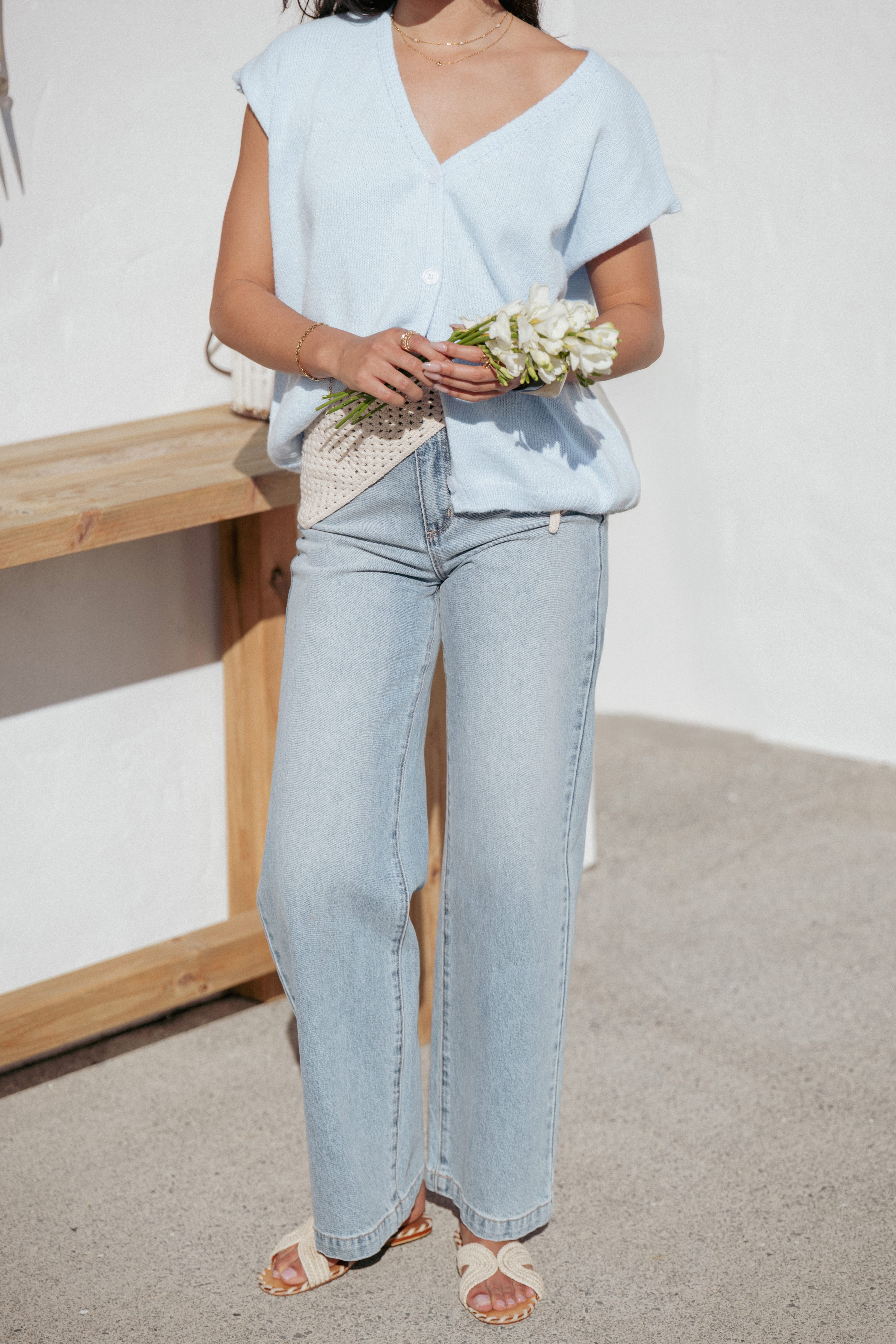 Mariana Knit Vest - Pale Blue