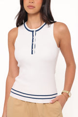Marion Henley Knitted Tank Top - White