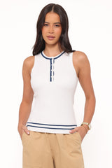 Marion Henley Knitted Tank Top - White