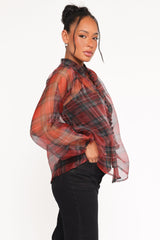 Marni Organza Top - Red Plaid