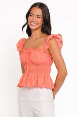 Melissa Peplum Top - Coral