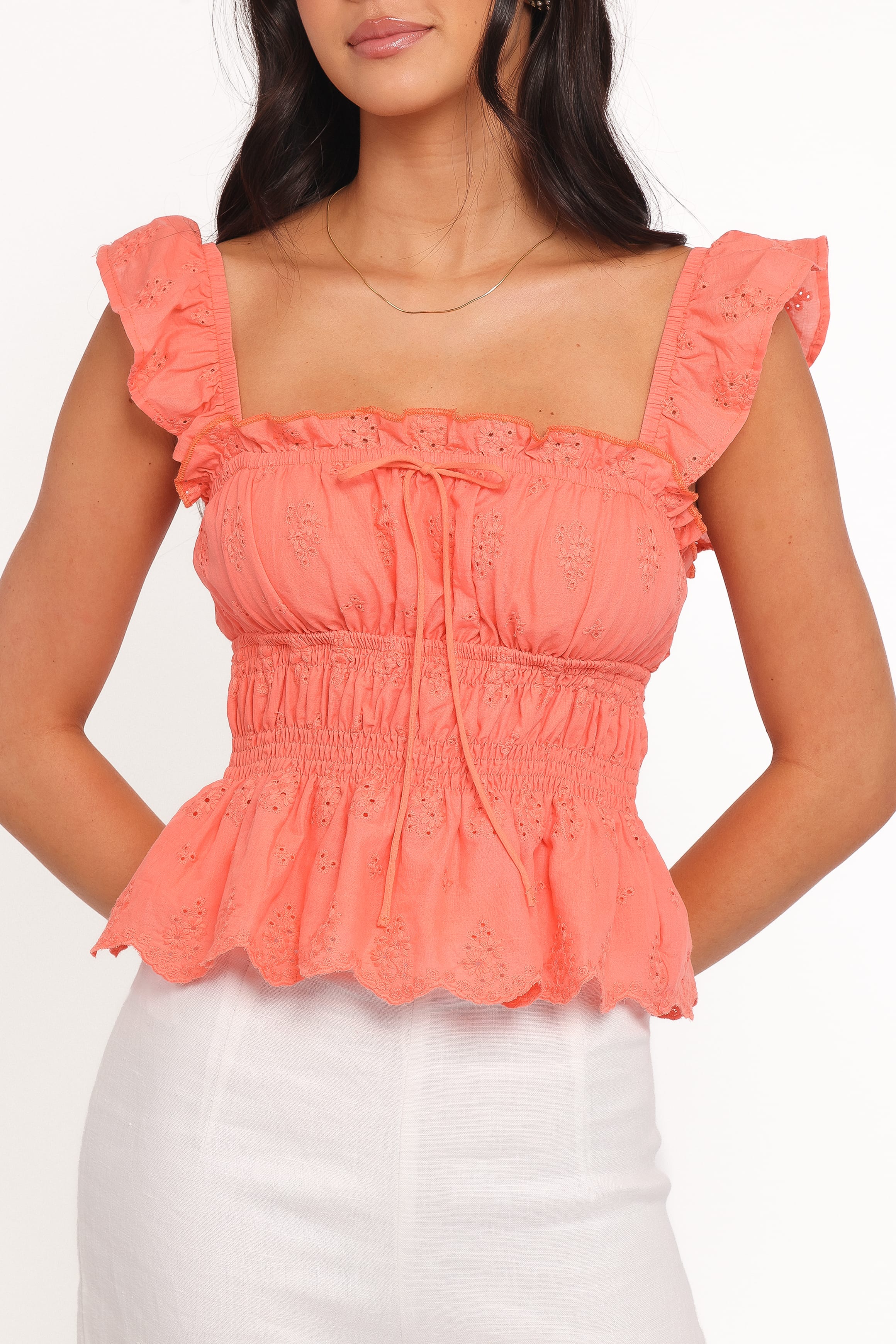 Melissa Peplum Top - Coral
