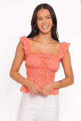 Melissa Peplum Top - Coral