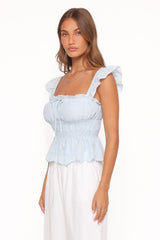 Melissa Peplum Top - Pale Blue