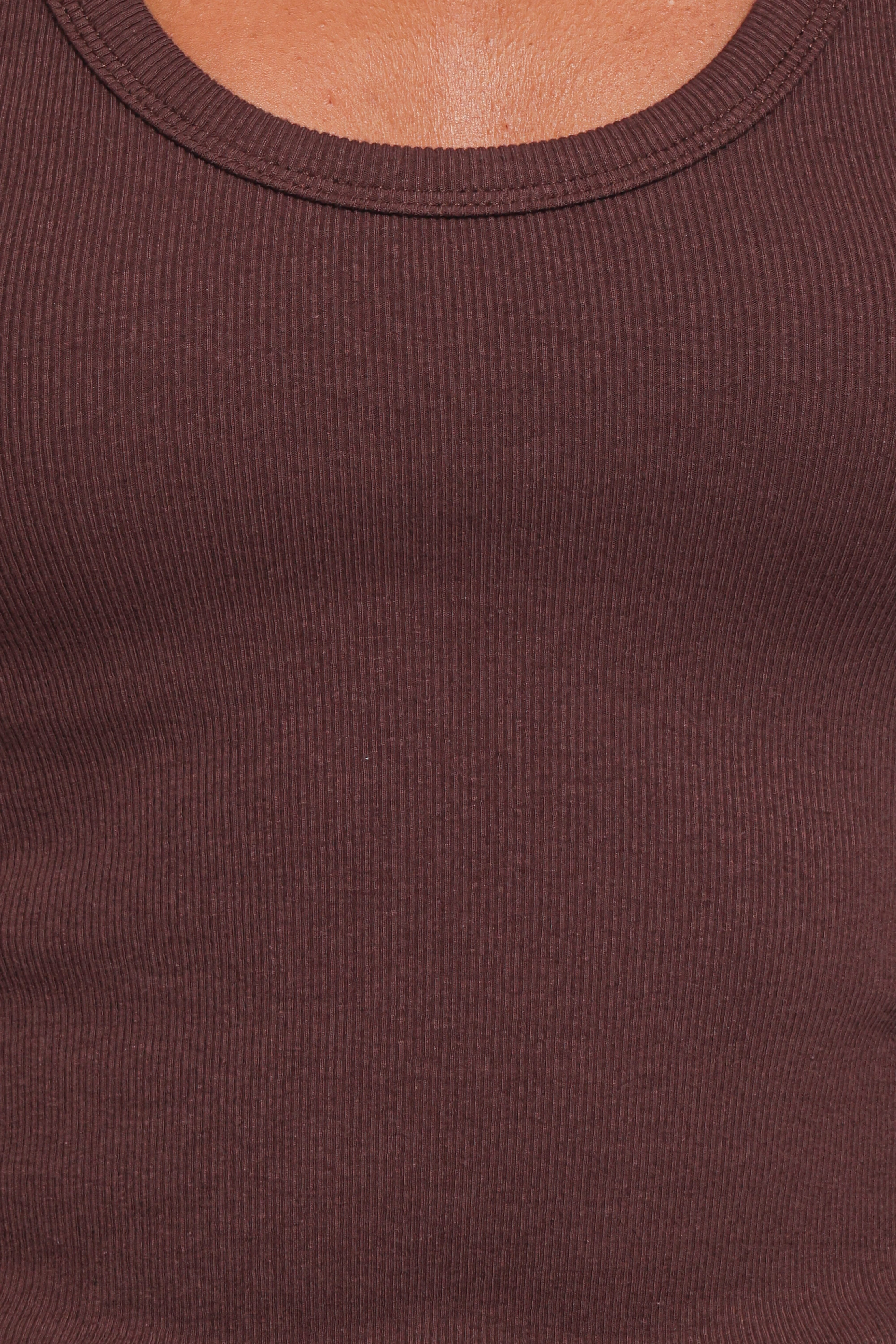 Miles Racerback Rib Knit Tank Top - Espresso