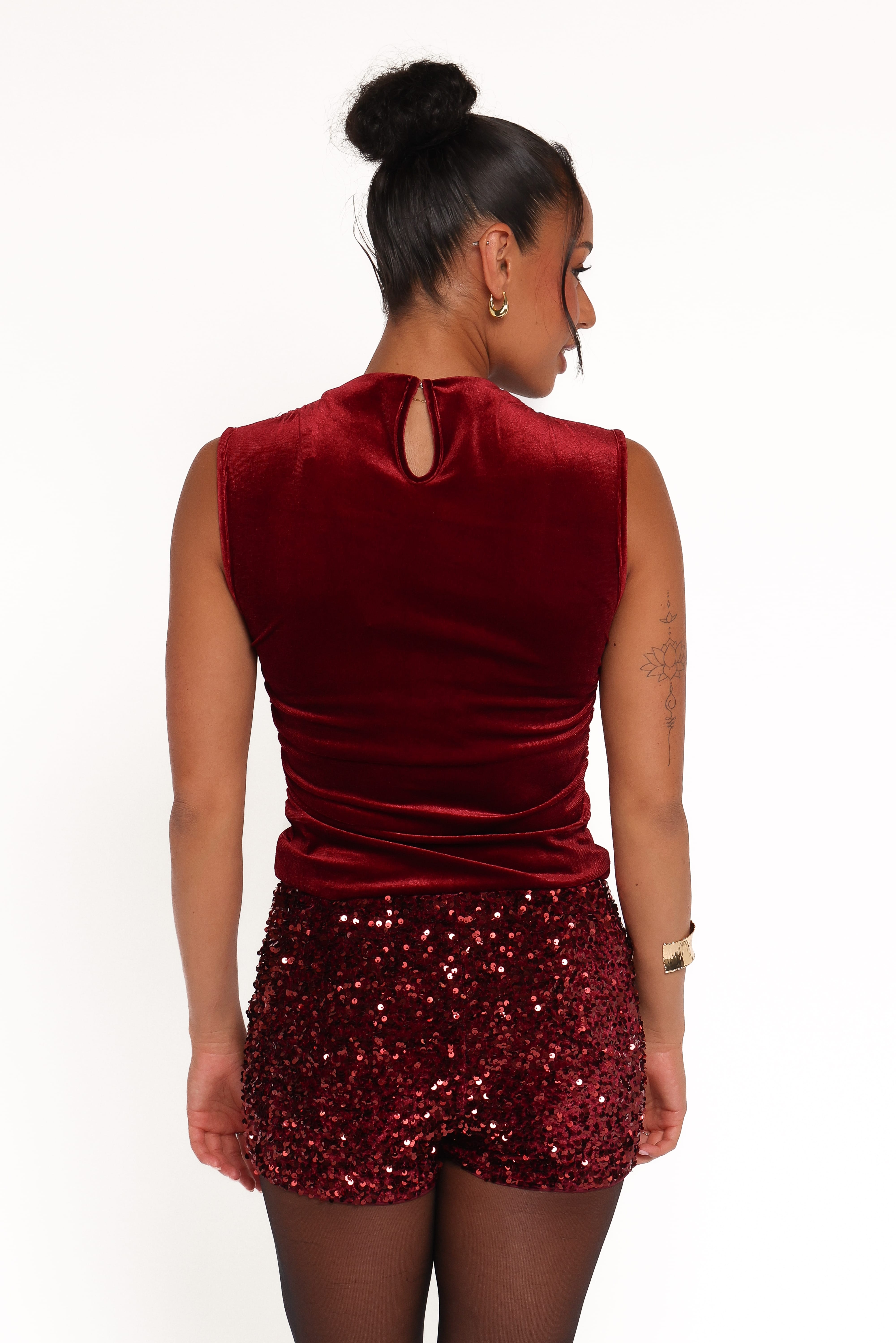 Nissa Velvet Top - Burgundy