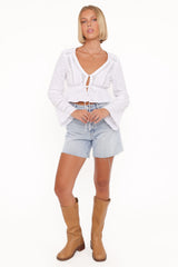 Reed Long Sleeve Top - White