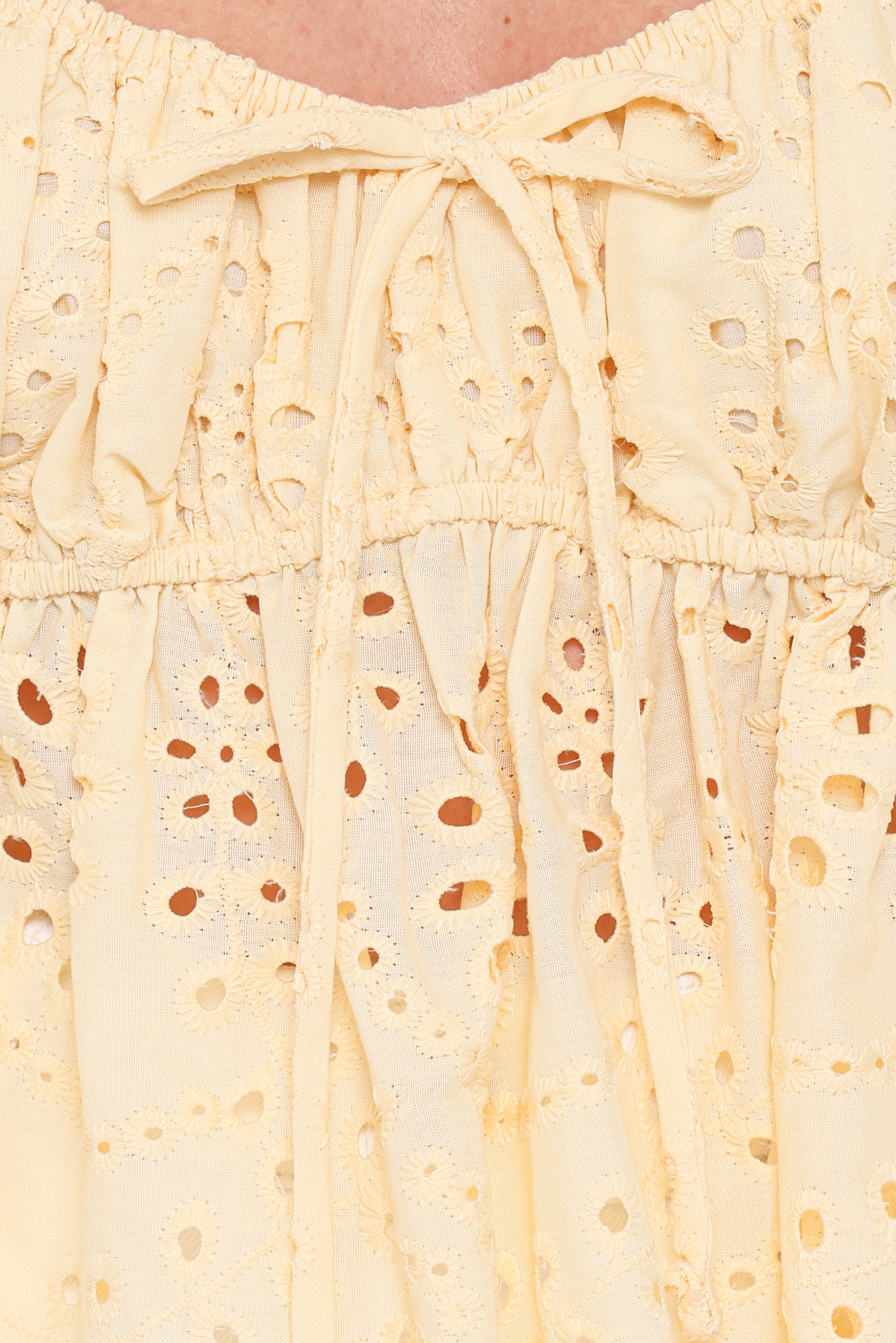 Regina Eyelet Ruffle Top - Butter Yellow