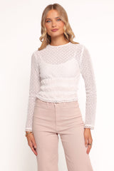 Riven Shirred Top - White