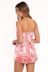 Rosemarie Strapless Top - Rose Tile