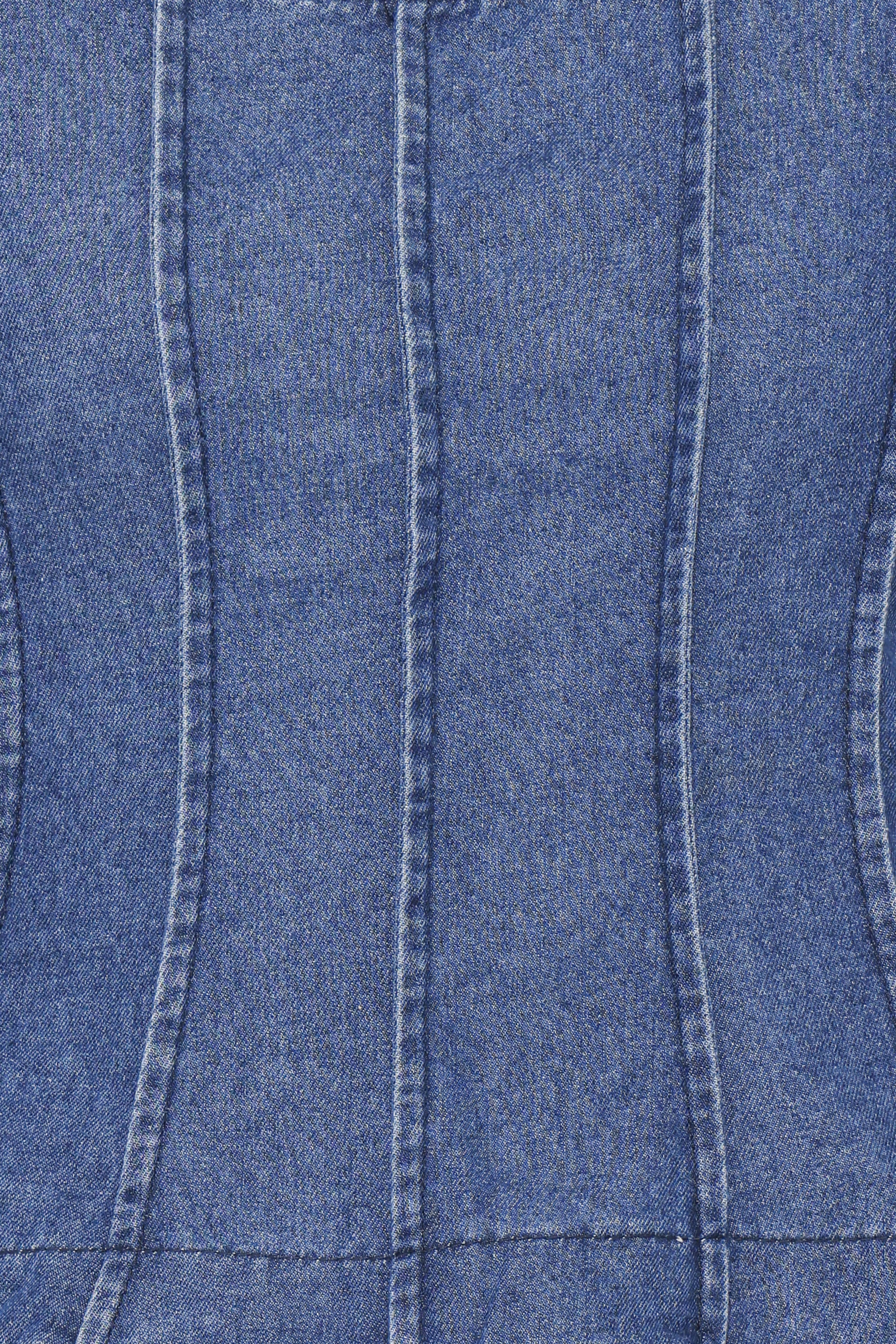 Saylor Denim Peplum Top - Blue Medium Wash