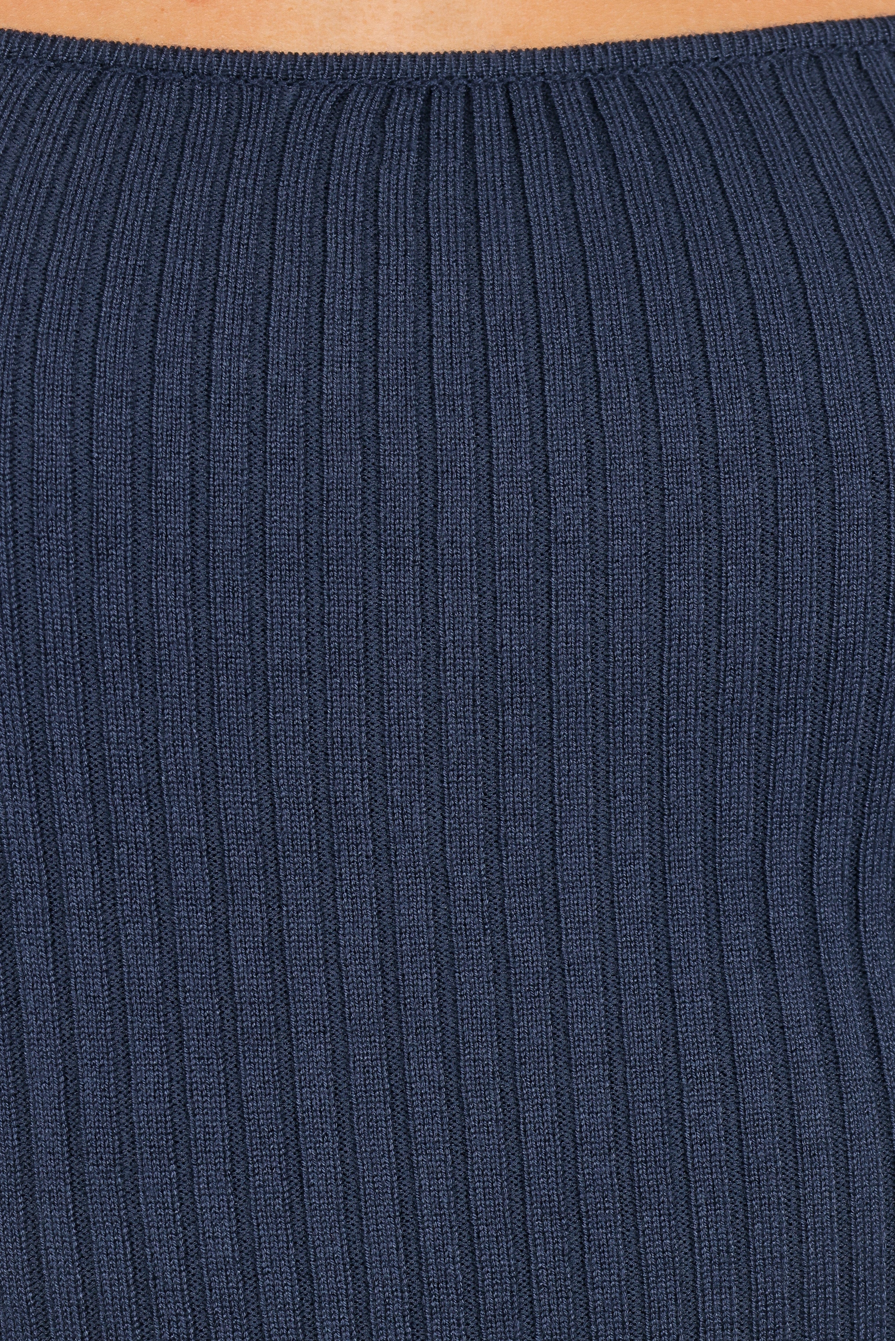 Shani Ribbed Knit Top - Dusty Blue