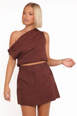 Shaw Off Shoulder Top - Chocolate Brown