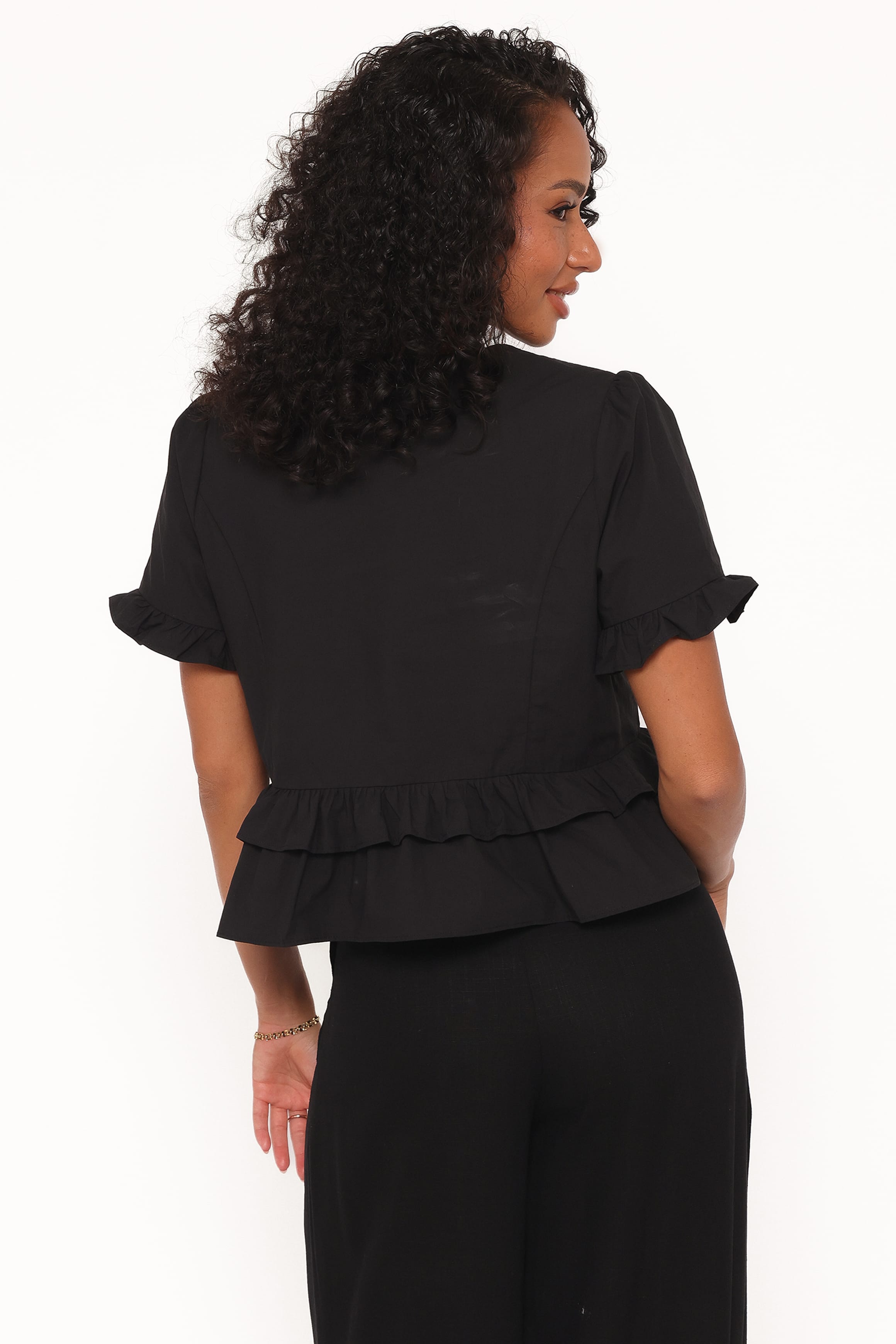 Sorcha Peplum Top - Black