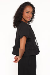 Sorcha Peplum Top - Black