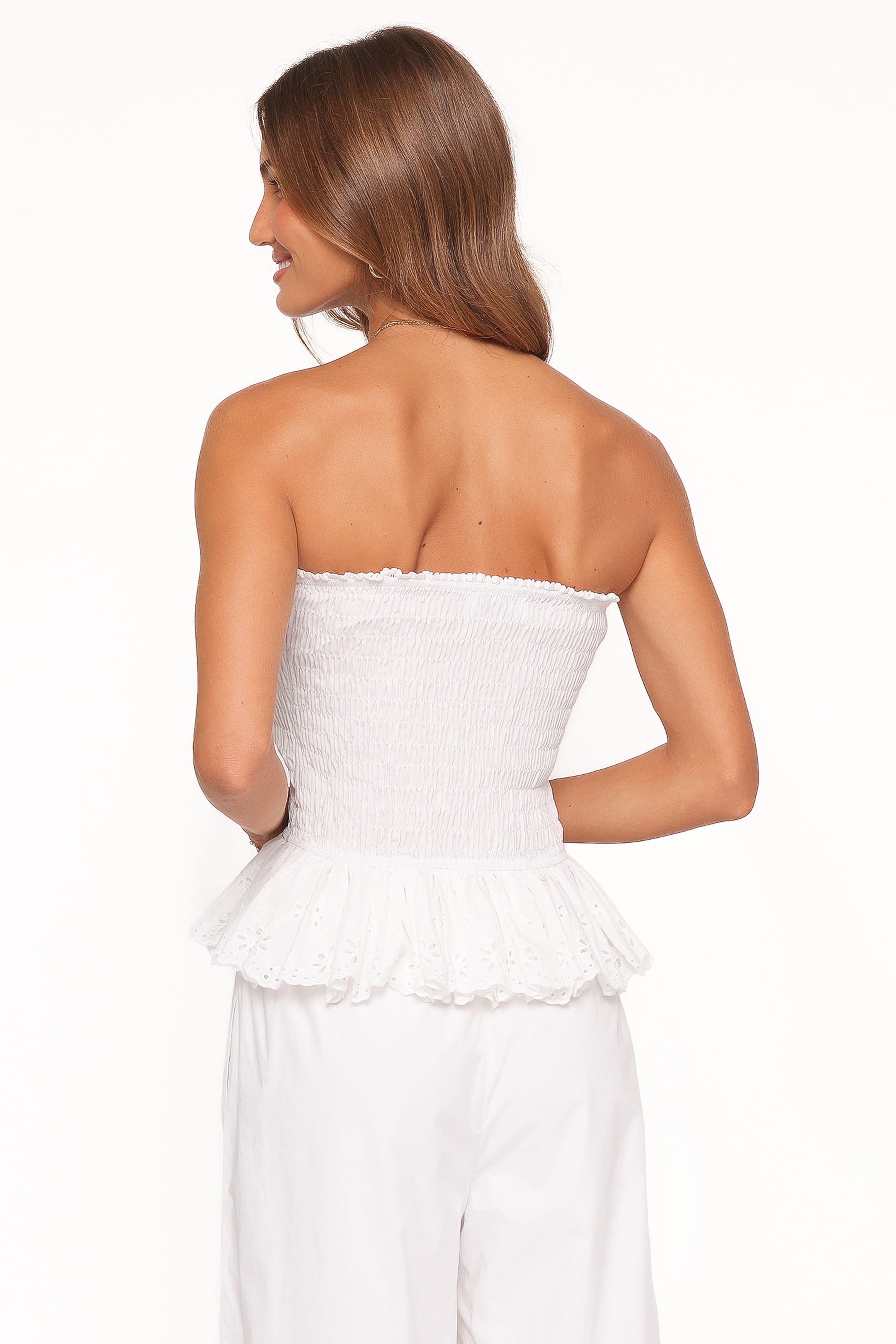 Stori Shirred Top - White Broderie
