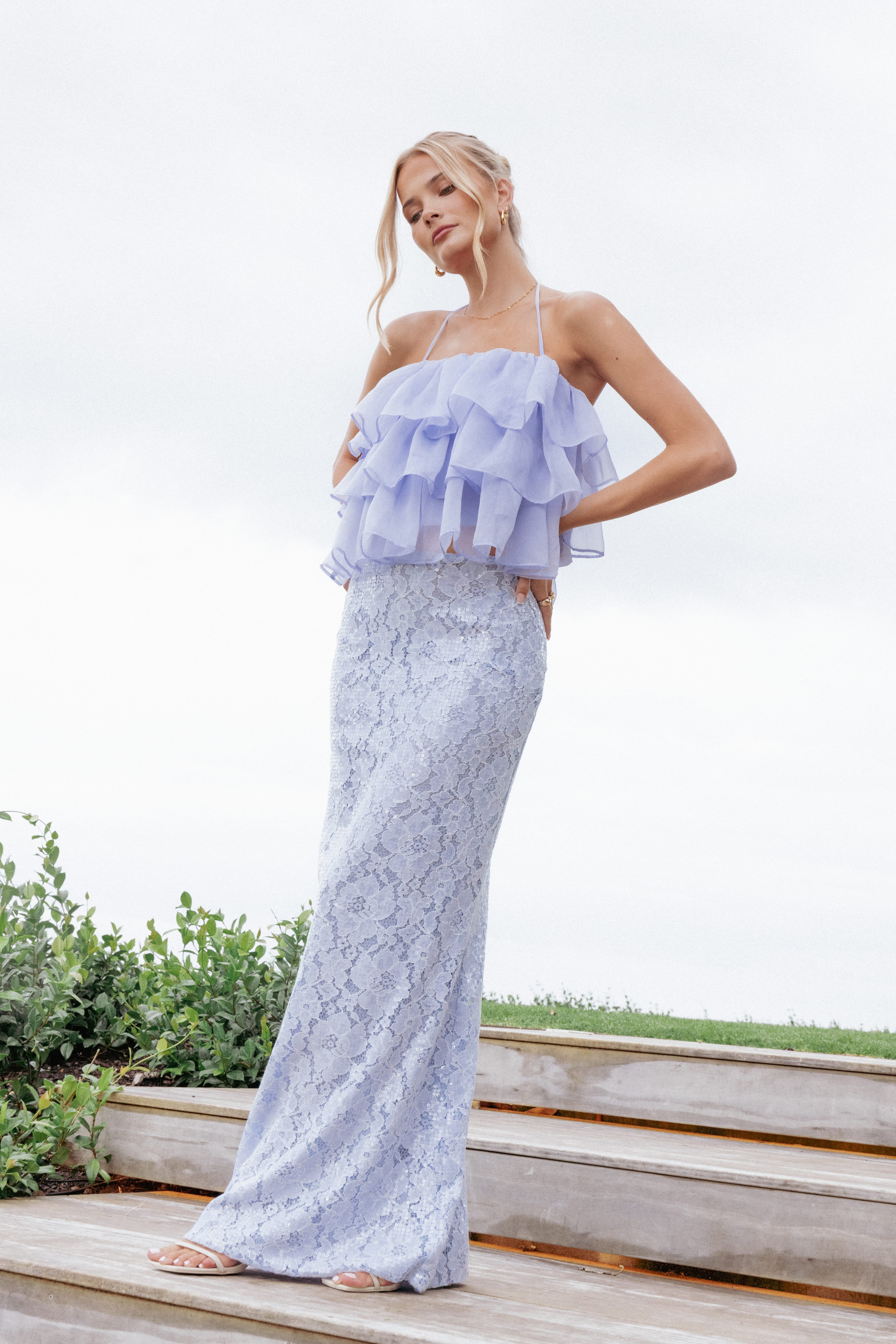 Taelya Flounce Top - Blue